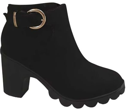 Generico Stivali Pescatore Alti Stivali in Imbottite Scarpe da Donna Stivali con Tacco Spessi Stivali Stivali di Pelle Stivali con Tacco Spesso Stivali da Donna Stivali da Donna Pioggia (Black, 38)