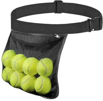 AccEncyc Tennisball-Halter, Balltasche, verstellbarer Pickleball-Taillenhalter, Taschen für 8–10 Tennis oder Pickleball, Hüfttaschen für Tennis, Radfahren, Golf (1 Stück)