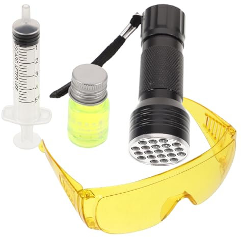 PartyKindom 1 Juego De Fugas De Aire Acondicionado Aire Acondicionado del Coche UV Luz De Fuga Gafas Coche Kit De Fuga De Aceite UV Kit De Fuga Kit De Tinte De Plástico