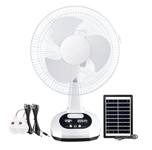 GOYUXV Juego De Ventilador Solar Recargable, Ventilador A Batería Con Bombilla Y Panel Solar, 110 V ~ 240 V Con Puerto