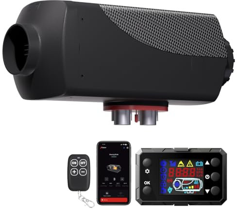 HCALORY 12V/24V Diesel Standheizung, 8KW Diesel Lufterhitzer mit Bluetooth, Air Diesel Heizung Dieselheizung für Auto RV LKW Wohnmobil,Schwarz