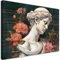 Feeby Leinwand Bilder - Skulptur Statue einer Frau Blumen - Vlies 90x60 cm - Deko Wohnzimmer - Wandbilder Schlafzimmer - Deko Aesthetic - Wand Deko - Leinwand Groß - Deko Zimmer - Leinwandbilder XXL
