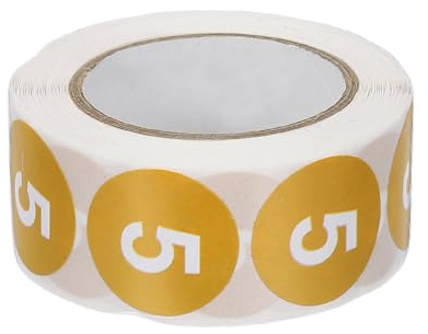 PATIKIL 1 Inch Number 5 Stickers, 500 Labels Circle Dot Stickers Adhesive Home Organization Warehouse Office Management, Yellow