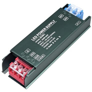 KSIBNW Transformador 220V a 24V Fuente Alimentacion, Ultra Fino LED Alimentación AC 220V a DC 24V 1A 24W Driver de Bajo Tensión Controlador de Voltaje Constante Conmutación Compacto para Tira LED