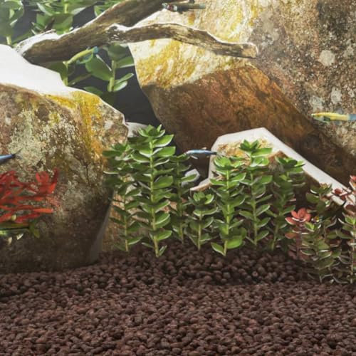 Gecheer Lavagranulat, poröse Vulkansteine für biologischen Filter, 10 kg Rot 5-8 mm für Aquarium und Teich