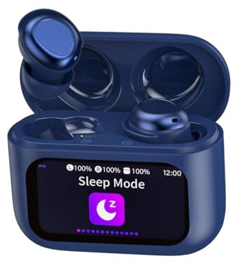 ZYHKON Wireless Sleep Earbuds with Smart Touch Screen, Bluetooth 5.4 Headphones with Mic, 48H Sleep Headphones, HiFi Stereo IP7 Waterproof, Blue