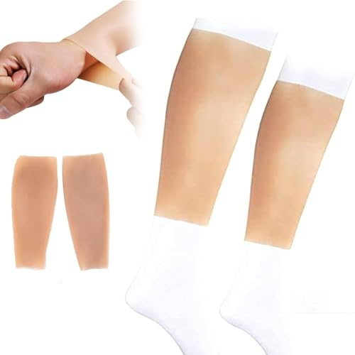 BOERYOU Faux mollet en silicone, coussinets en silicone pour améliorer les jambes, les bras, les fausses jambes de mollet réalistes, couverture en silicone pour les jambes tordues ou minces (taille L)