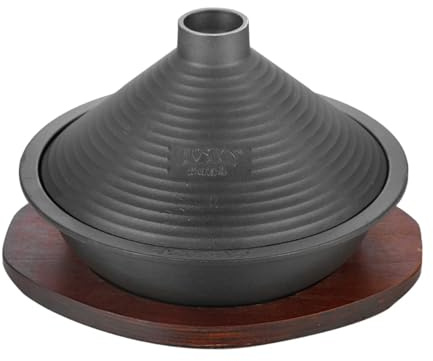 HAJHI Tajine Topf Set Mit Untergestell für Hotels Restaurants Gusseisen Tagine Marokko Kochen Meeresfrüchte für Gas Elektroherde(28cm)