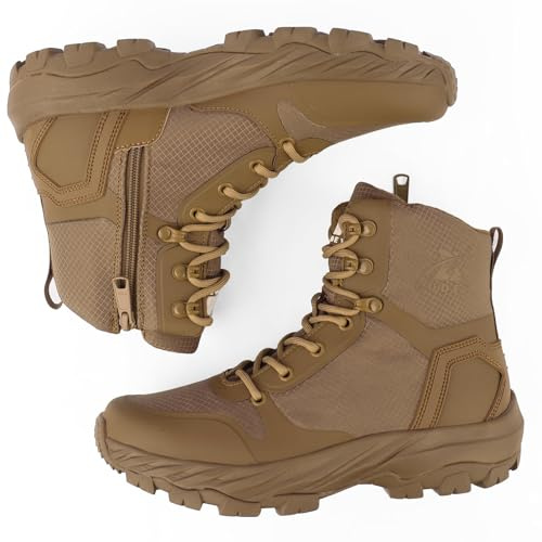 LUDEY Springerstiefel für Herren Leichte Wanderschuhe | YKK Seitenreißverschluss Kampfstiefel Atmungsaktiv Einsatzstiefel Bequem Militärstiefel Armeestiefel