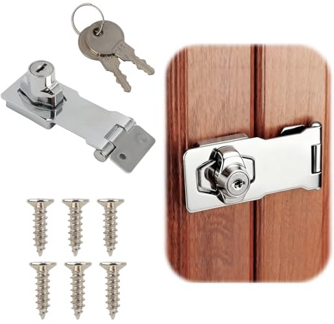 180 Degree Flat Angle Keychain Lock, 3-inch, Hasp Lock Buckle, Including Padlocks and Keys, Zinc Alloy, for Safe Use in Sheds, Cabinets, Doors, and Drawers, Including Padlocks and Keys