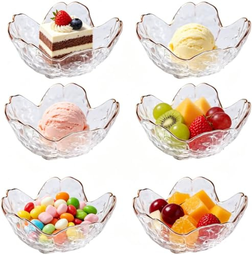 PIPITA Lot de 6 bols transparents en cristal pour dessert, bols pour sauces, sauces, mini bols en cristal pour glaces, desserts, apéritifs, sauce soja, vinaigre (transparence)