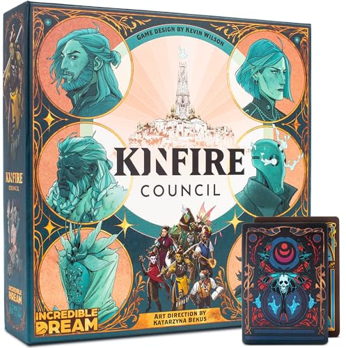 Kinfire Council – Competitive Strategy & Political Board Game – 2–6 Players – 90–120 Minute Gameplay – Unique Councilor Powers, Worker Placement, Voting & Cult Challenges – Ages 14+