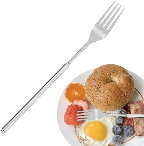 Tenedor Extensible,Acero Inoxidable Mango Largo - Tenedor Retráctil Barbacoa Utensilios de Cocina | Para Oficina Escuela Barbacoa Camping Parrilla al Aire Libre Senderismo