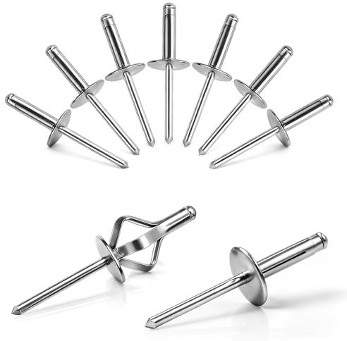 qjuwhua Lot de 70 rivets aveugles avec grande bride - 4,8 x 25 mm - En aluminium - Tri-Fold Exploding - Rivets argentés - Pour industrie, construction, métal, automobile, meubles, bateaux, équipements
