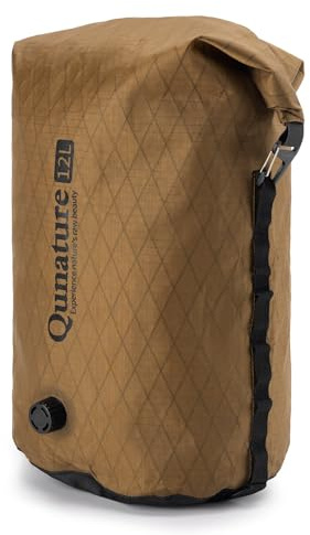 Qunature Borsa Impermeabile 12L Sacca di Compressione con Valvola di Sfiato | Borsa da Bici per Forcella Manubrio Portapacchi, Zaino Ultraleggera per Bikepacking Ciclismo Escursionismo, Bianco