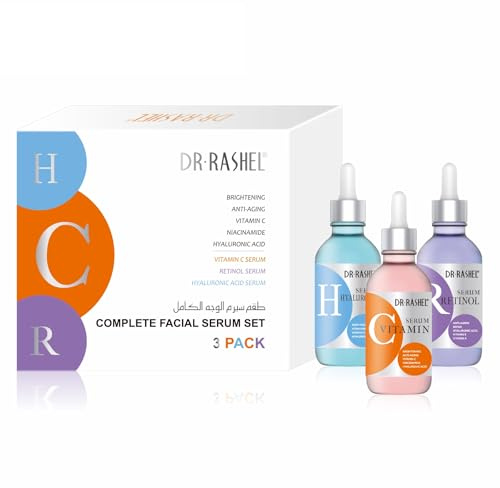 Gesichtsserum 3er Set Vitamin C, Retinol & Hyaluron Serum für Gesicht 3x30 ml - Anti Aging Serum für Feuchtigkeit, Glow Booster & Aufhellen - Serum gegen Falten - auch für Microneedling geeignet