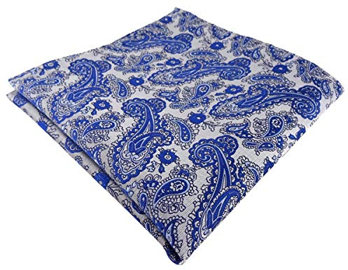 TigerTie Designer Einstecktuch in blau silber Paisley gemustert - Größe 30 x 30 cm
