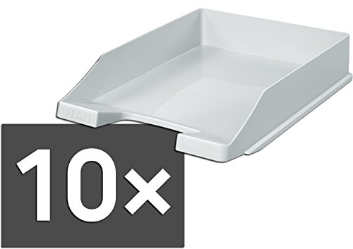HAN 1027 Briefablage KLASSIK, DIN A4/C4, stapelbar, stabil, modern (lichtgrau / 10er Pack)