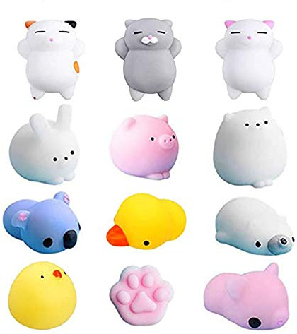 Yakiki Mini Squishies Set 12 Stück, Mini Tiere Stress Relief Squeeze Spielzeug Super Kawaii Katze Squishy Langsam Steigende Spielzeug