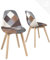 KAYELLES Lot de 2 chaises Patchwork Multicolore scandinaves rembourrées Salon Salle à Manger, Pieds Bois de hêtre Clair NADA (Patchwork Marron)