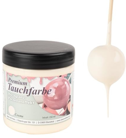 Ideen mit Herz Premium-Tauchfarbe mit Hochglanz-Porzellaneffekt | 250 ml (creme)