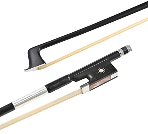 LIEKE Carbon Fiber Violin Bow 4/4 Full Size LightWeight Fiddle Bow (4/4 size, Black)