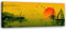 Feeby Bild auf Vlies Leinwand Segelboote Sonnenuntergang Japan 120x40 cm Kunstdruck Modern Wandbilder Deko Flur Wohnzimmer Meer Orientalisch Vögel Grün