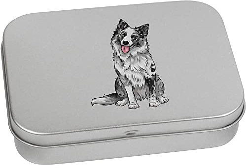 Azeeda 110mm 'Merle Border Collie' Metal Hinged Tin/Storage Box (TT00160163)