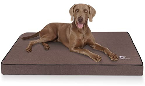 Knuffelwuff Orthopädische Hundematte Nantucket aus Velours mit Handwebcharakter XXL 115 x 80cm Braun - Abnehmbarer Bezug - waschbar - für große, mittelgroße und kleine Hunde