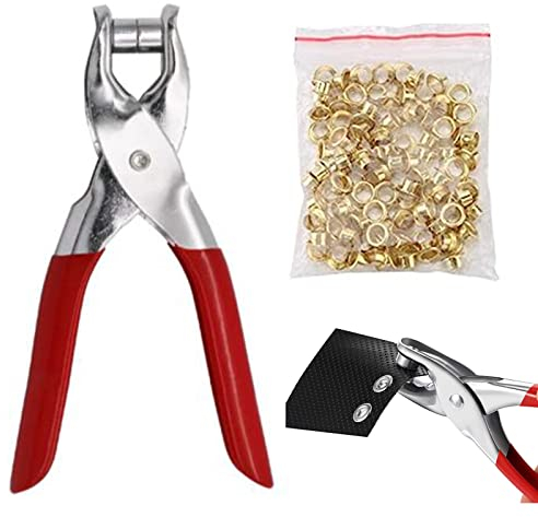 Kit Pinza per Occhielli Metallici - Occhiellatrice per Tessuti in Pelle e Teloni - Set Punzonatrice