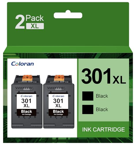 Coloran 301XL Druckerpatronen Wiederaufbereitet für HP 301 XL 301XL Druckerpatronen, für HP Envy 4500 5530 4502 4504 DeskJet 2540 3050 2543 1050 1510A 2050 2512 OfficeJet 4630 2620 Drucker 2er-Schwarz