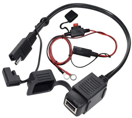 CGEAMDY SAE zu USB Adapter Kabel, Motorrad USB Ladegerät Kit, 5V 2.1A Wasserdicht Ladegerät für Motorrad, Fahrrad, ATV, Telefon, Kamera, GPS, Sportkamera, Universal