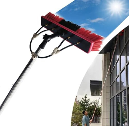 QmEna Wasserführende Teleskopstange, 3-12 m Glasdach-Reinigungsset, PV-Anlage, Universal-Waschbürste, Fensterreiniger, Teleskopstiel, Dachreinigung 8M,Silver 35cm