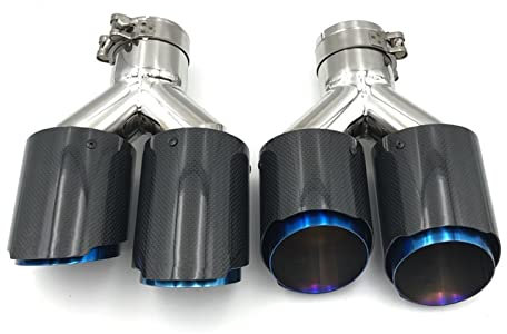 WOHOOD Auspuffblenden 1 Paar Universal-Endrohr Glänzend Kohlefaser Edelstahl Endrohr Schalldämpfer Endrohr Für B&M&W M3 M4 E46 E60 E90 E92