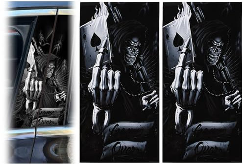 Blueshyhall B Säulen Aufkleber Auto Totenkopf Motiv, 2 Stück Mittelsäule Aufkleber Schwarz mit Schädel Muster Kratzfest Wasserfest, Coole Auto Aufkleber Seiten Skull Car Tuning Sticker (B)