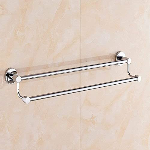 CCKUYT Porte-Serviettes Mural à Double Barre, Porte-Serviettes de Salle de Bain, Argent, 40 cm