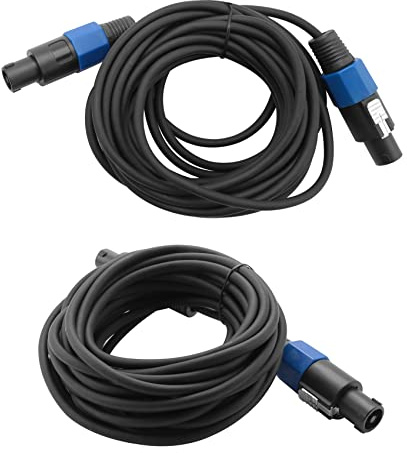 Bortivier 2 Pack 25 Ft Male Speakon to Speakon Cables, Professional 12 Gauge AWG Audio Cord DJ Speaker Cable Wire with Twist Lock