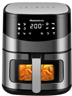 Melchioni Family | ARIANNA Friggitrice ad Aria 6,5L con Doppia Resistenza | Air Fryer con Display LED, 8 Programmi, Timer, Cestello con Finestra, 2000W