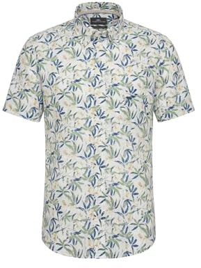 Kurzarmhemd aus Baumwolle mit Allover-Print und Button-Down-Kragen