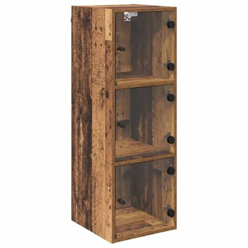 MOBCANT Modern Wandschrank & Aufbewahrungsschränke Altholz Holzwerkstoff Schließfächer mit Stauraum Spind Schrank für Flur Abstellraum Schlafzimmer Wohnzimmer (35 x 37 x 102 cm)