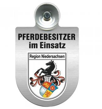 Einsatzschild mit Saugnapf - Pferdebesitzer im Einsatz - 393830 incl. Regionenwappen nach Wahl Farbe Region Niedersachsen