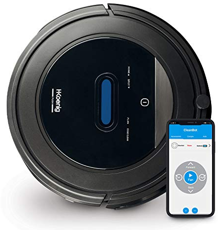 H.Koenig Robot aspirapolvere Wifi+ e Pulitore lavapavimenti SWRC110 Watermop, Intelligente, Potente, Silenzioso, Veloce, Grande Autonomia 100min, 4 cicli, filtro HEPA, rilevamento ostacoli