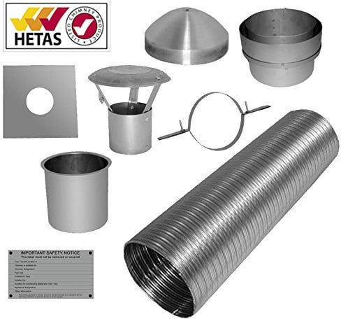 9m 5inch125mm multifuel Stove Wood Burner Flue Liner + Installation kit Chimney