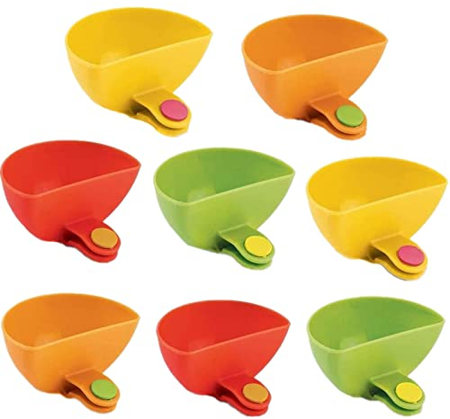 WarmShine 8 Pack Dip Clips Assorted Plate Grab Clip-on Dip Holders Tomato Sauce Salt Vinegar Sugar Flavor Spices Dip Container Bowl