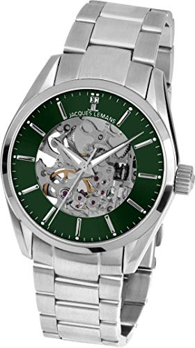 JACQUES LEMANS Herrenuhr Derby Automatik Metallband massiv Edelstahl 1-1909D