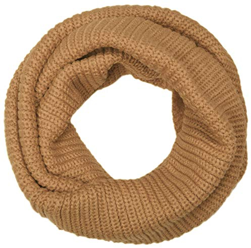 styleBREAKER Unisex Feinstrick Schal, einfarbiger Loop Schlauchschal, Feinripp Winter Strickschal, Loopschal 01018112, Farbe:Hellbraun