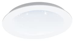 EGLO LED Einbaustrahler Fiobbo, Ø 22,5 cm, Spot aus Stahl in weiß, Kunststoff Leuchtfläche mit Kristalleffekt, Einbauleuchte flach, Einbautiefe 50mm, warmweiß