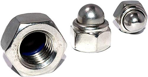 Hutmuttern selbstsichernd M5 DIN 986 Stückzahl 10 Edelstahl A2 mit Klemmteil Sechskant Hutmutter Klemmmutter Sicherungshutmutter Stophutmutter