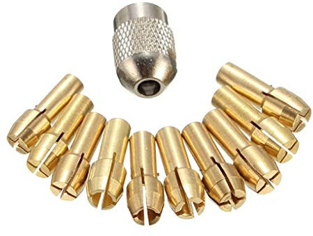 Bodbii 11PCS / Set Brass Portabrocas Collet bits 0.5-3.2mm 4.3mm vástago del Tornillo Tuerca de Repuesto para la Herramienta rotativa Dremel