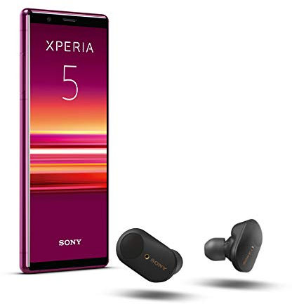 Sony Xperia 5 Bundle, 6.1” FHD+ HDR OLED 21:9 Display, 6GB RAM, 128GB Speicher, Rot + WF-1000XM3 True Wireless Noise Cancelling Kopfhörer, Schwarz